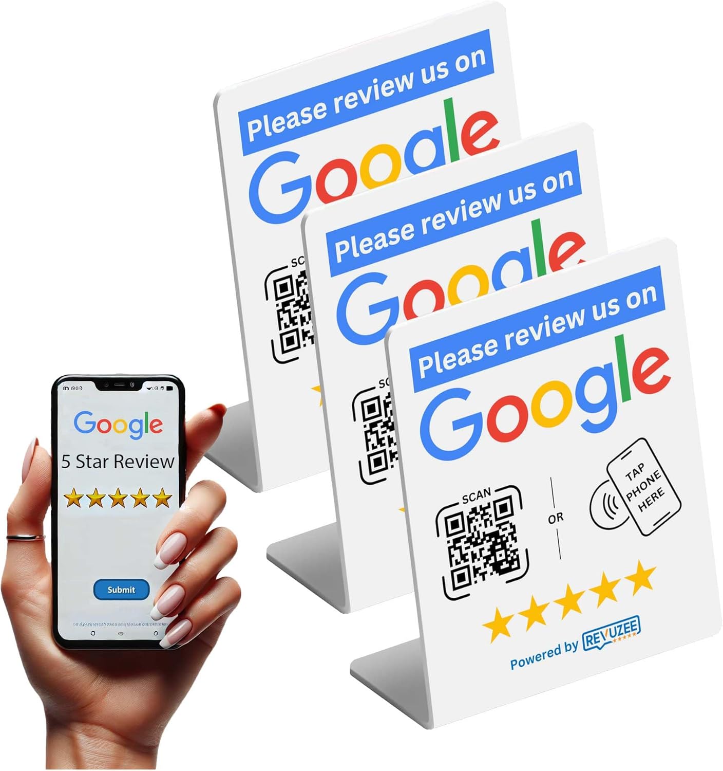 Google Tap Pedestal Stand with QR Code - White