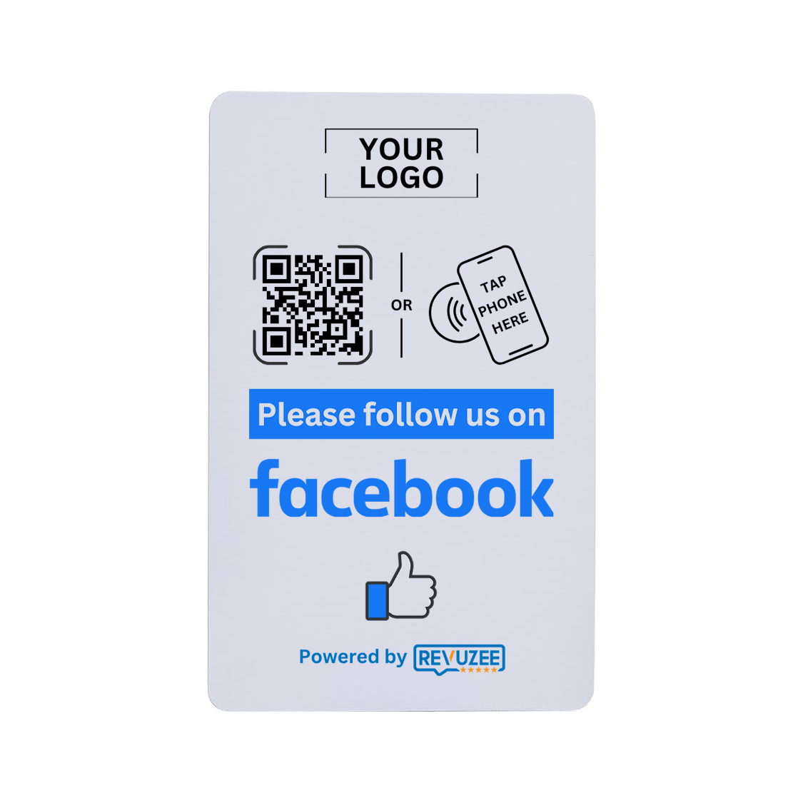 Facebook NFC & QR Code Tap Card with Your Business Logo