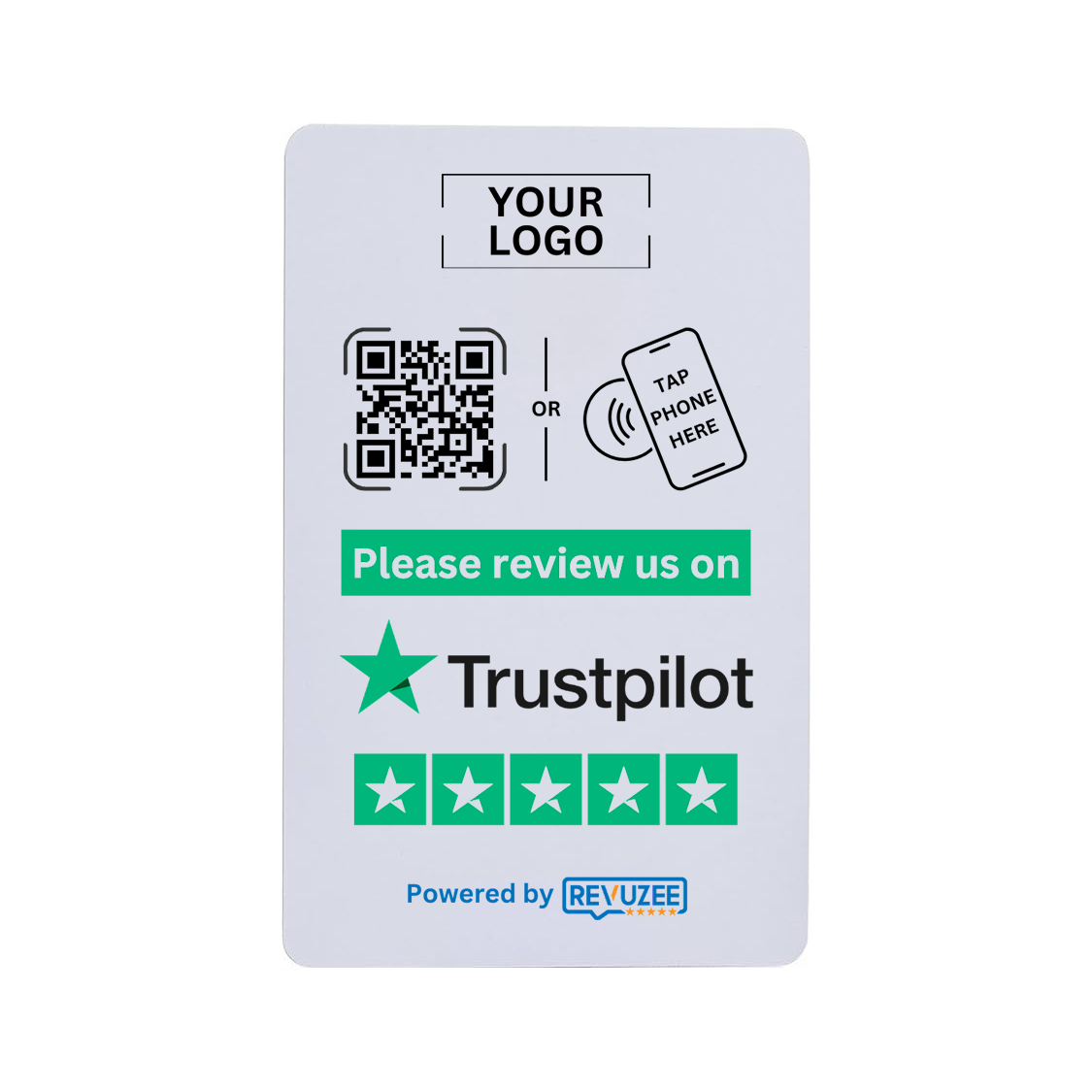 TrustPilot Tap & QR Code Review Card with Your Logo