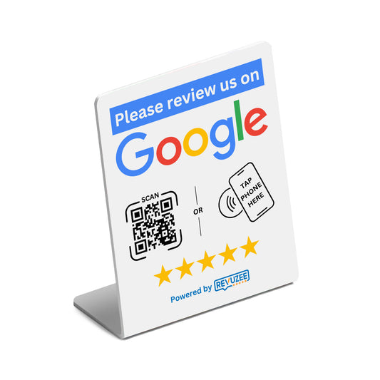 Google Tap Pedestal Stand with QR Code - White